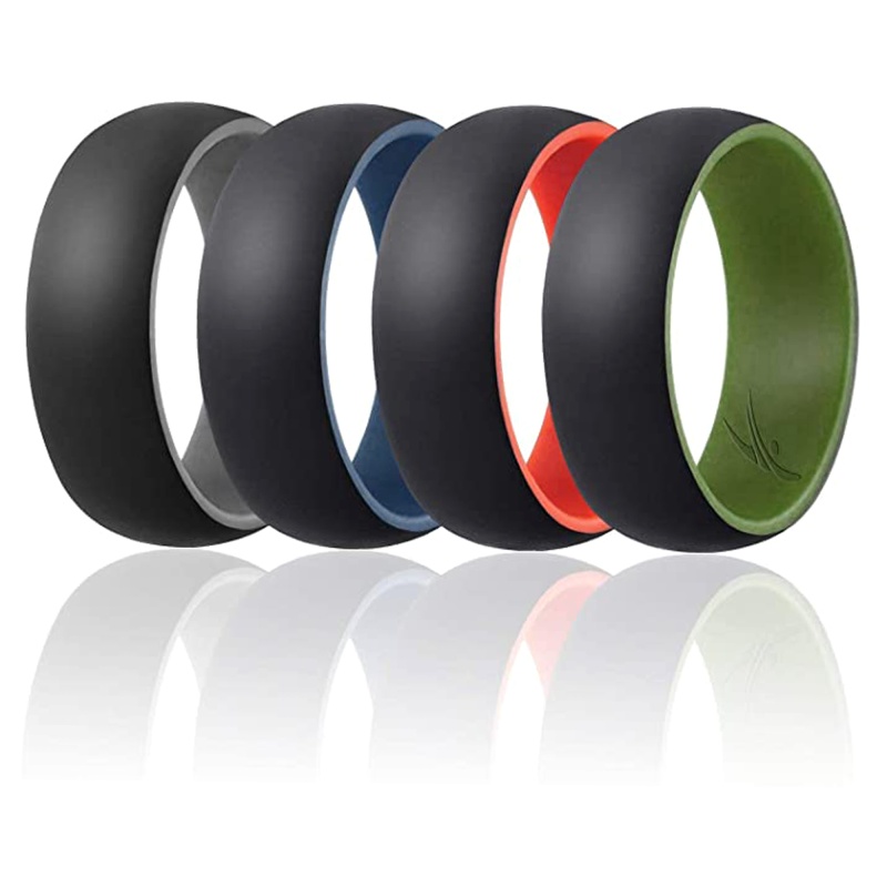 Silicone Wedding Ring - Duo Collection Dome Style Set By Roq For Men - 4 X 10 Mm Ring