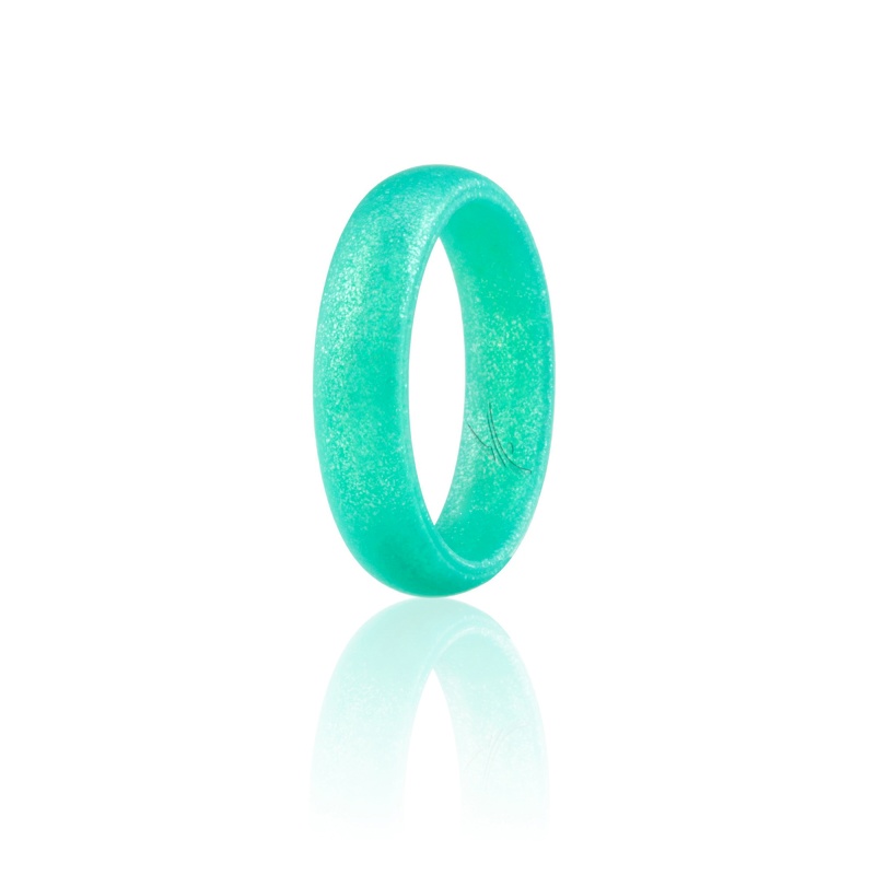 Silicone Wedding Ring - Dome Style - Metal Turquoise By Roq For Women - 10 Mm Ring