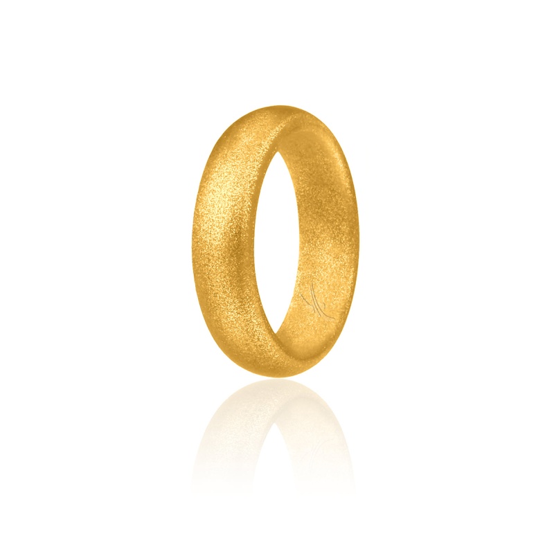 Silicone Wedding Ring - Dome Style - Gold By Roq For Women - 4 Mm Ring