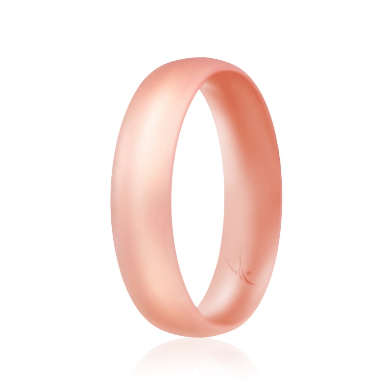 Silicone Wedding Ring - Dome Style Thin Comfort Fit - Rose Gold By Roq For Women - 6 Mm Ring