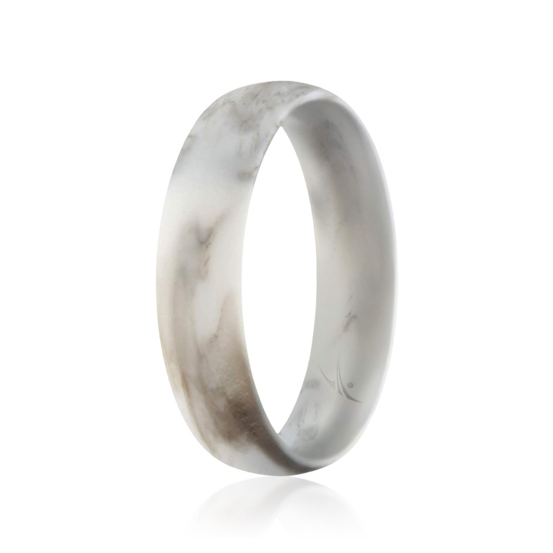 Silicone Wedding Ring - Dome Style Thin Comfort Fit - Marble By Roq For Women - 5 Mm Ring
