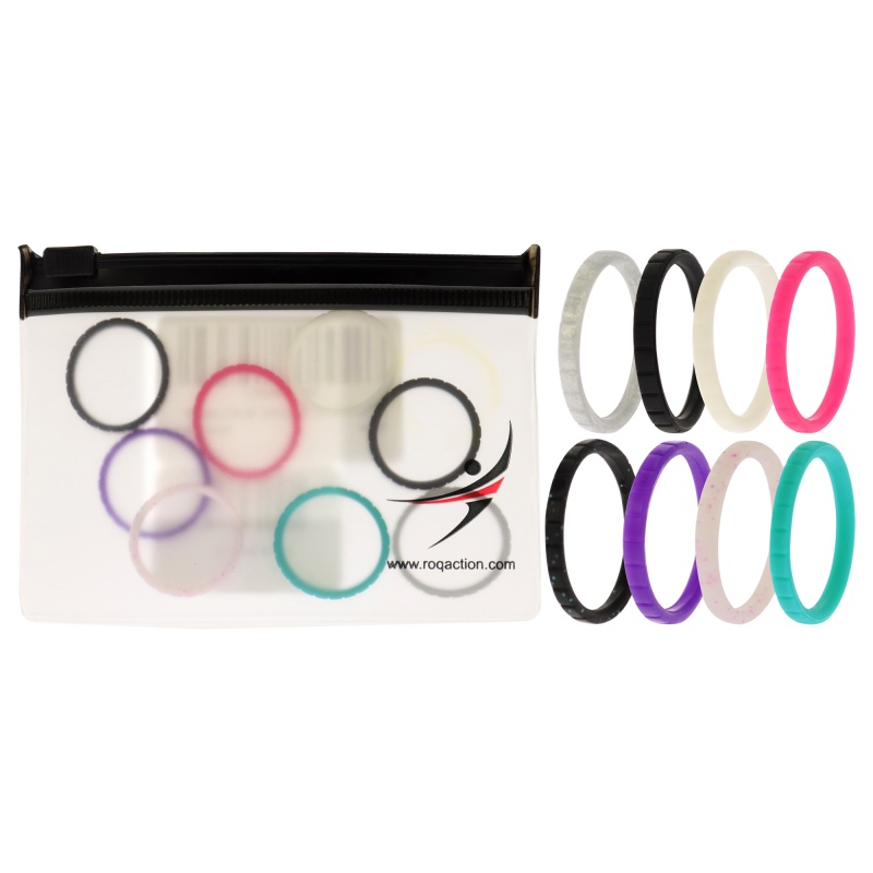 Silicone Wedding Stackble Lines Ring Set - Multicolor By Roq For Women - 8 X 9 Mm Ring
