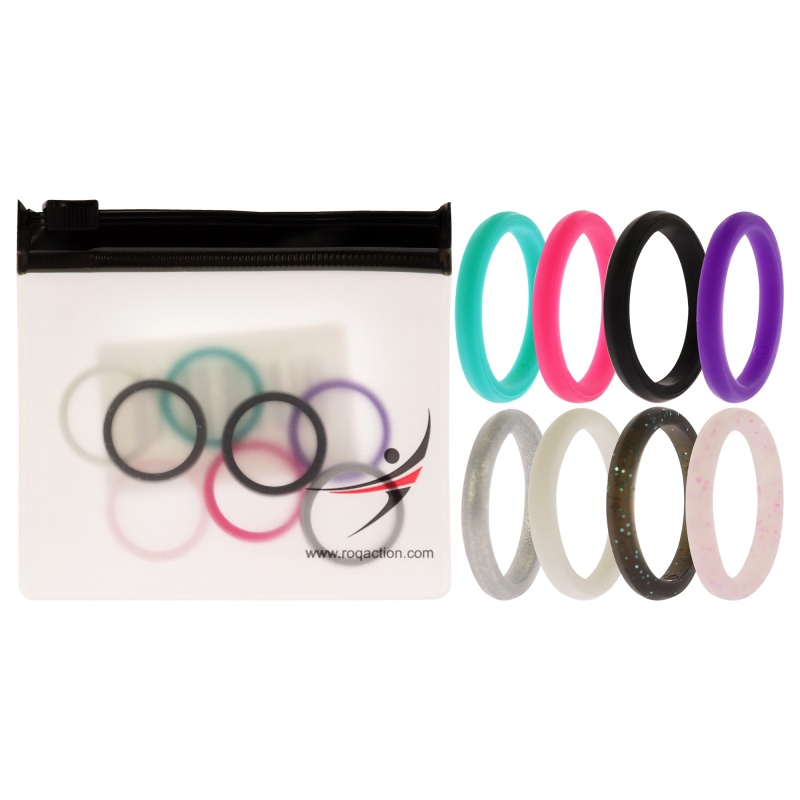 Silicone Wedding Stackble Point Ring Set - Multicolor By Roq For Women - 8 X 6 Mm Ring