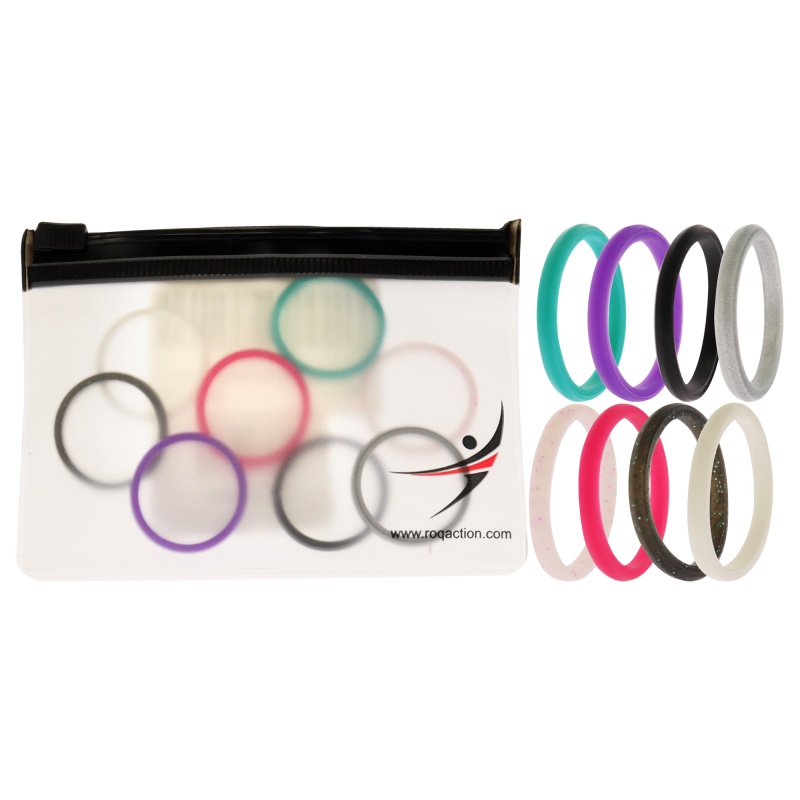 Silicone Wedding Stackble Point Ring Set - Multicolor By Roq For Women - 8 X 11 Mm Ring