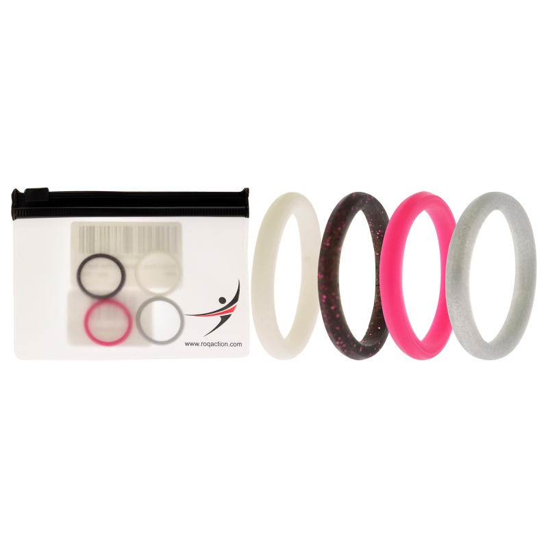 Silicone Wedding Stackble Point Ring Set - Pink By Roq For Women - 4 X 7 Mm Ring