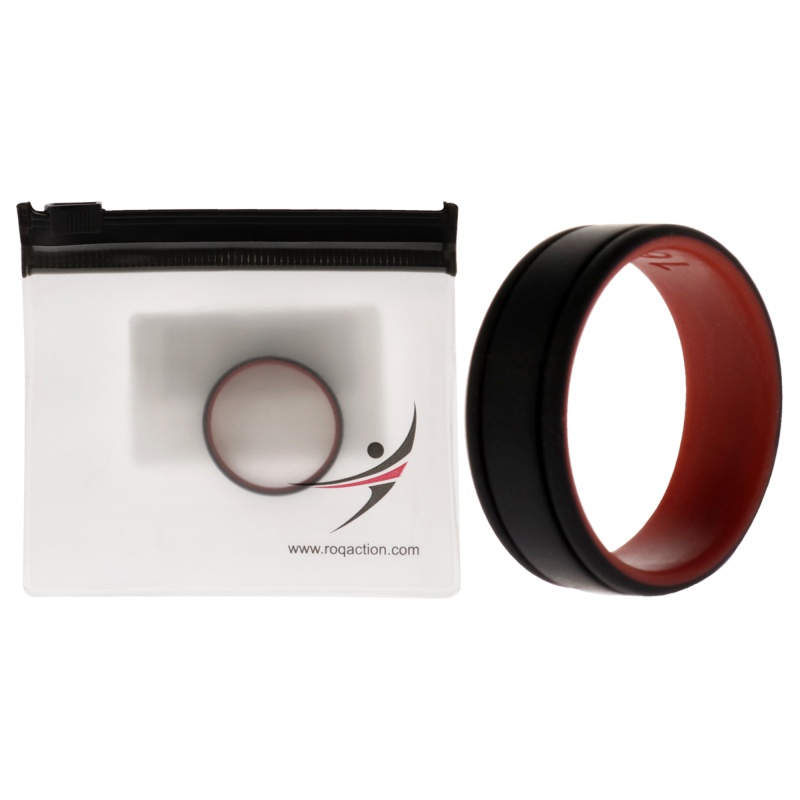 Silicone Wedding 2Layer Lines Ring - Red-Black By Roq For Men - 16 Mm Ring