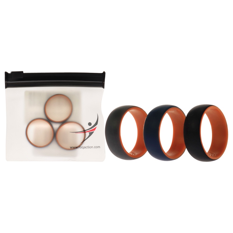 Silicone Wedding 2Layer Dome Ring Set - Orange By Roq For Men - 3 X 12 Mm Ring