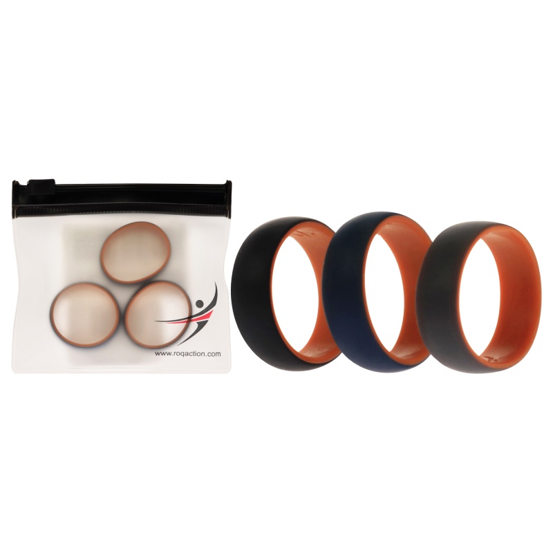 Silicone Wedding 2Layer Dome Ring Set - Orange By Roq For Men - 3 X 15 Mm Ring
