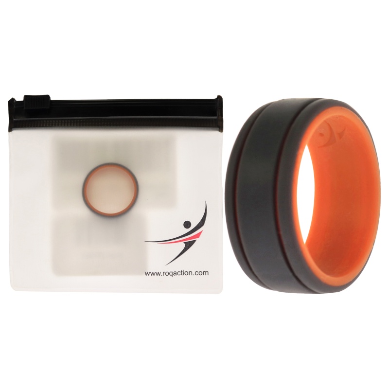 Silicone Wedding 2Layer Lines Ring - Orang-Grey By Roq For Men - 8 Mm Ring