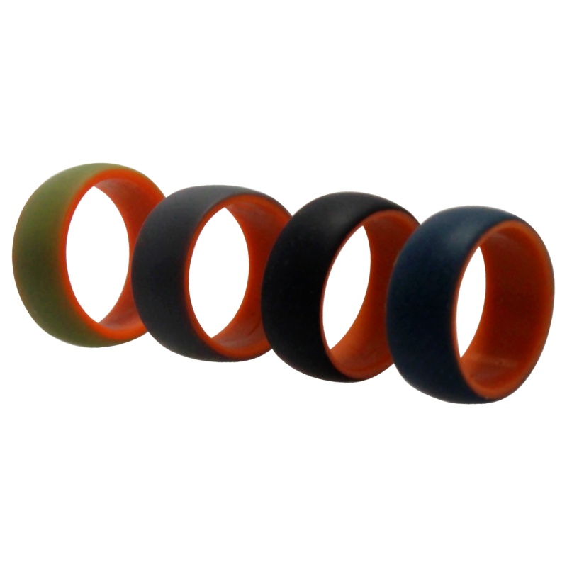 Silicone Wedding 2Layer Dome Ring Set - Orange By Roq For Men - 4 X 7 Mm Ring