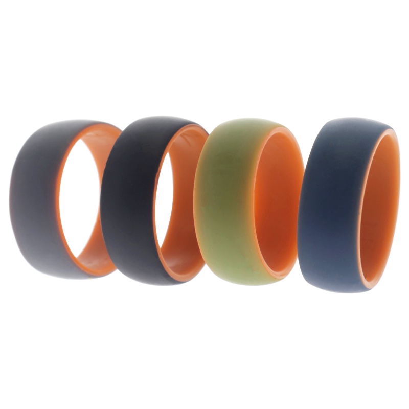 Silicone Wedding 2Layer Dome Ring Set - Orange By Roq For Men - 4 X 11 Mm Ring