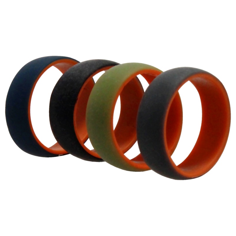 Silicone Wedding 2Layer Dome Ring Set - Orange By Roq For Men - 4 X 13 Mm Ring