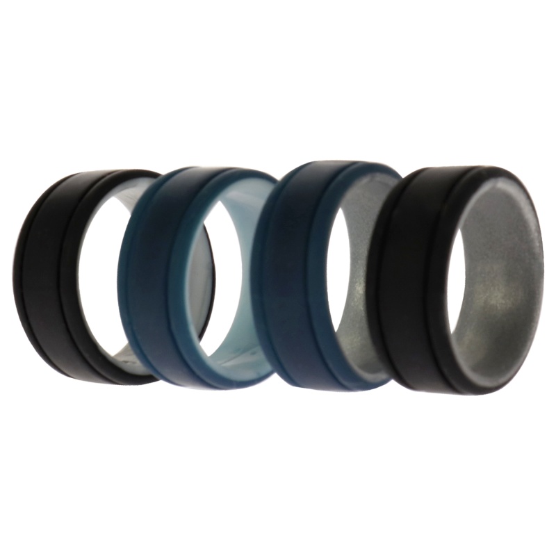 Silicone Wedding 2Layer Lines Ring Set - Marble By Roq For Men - 4 X 9 Mm Ring