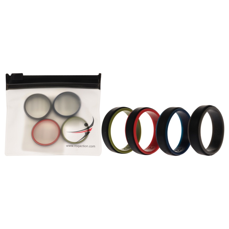 Silicone Wedding 2Layer Step Ring Set - Black By Roq For Men - 4 X 12 Mm Ring