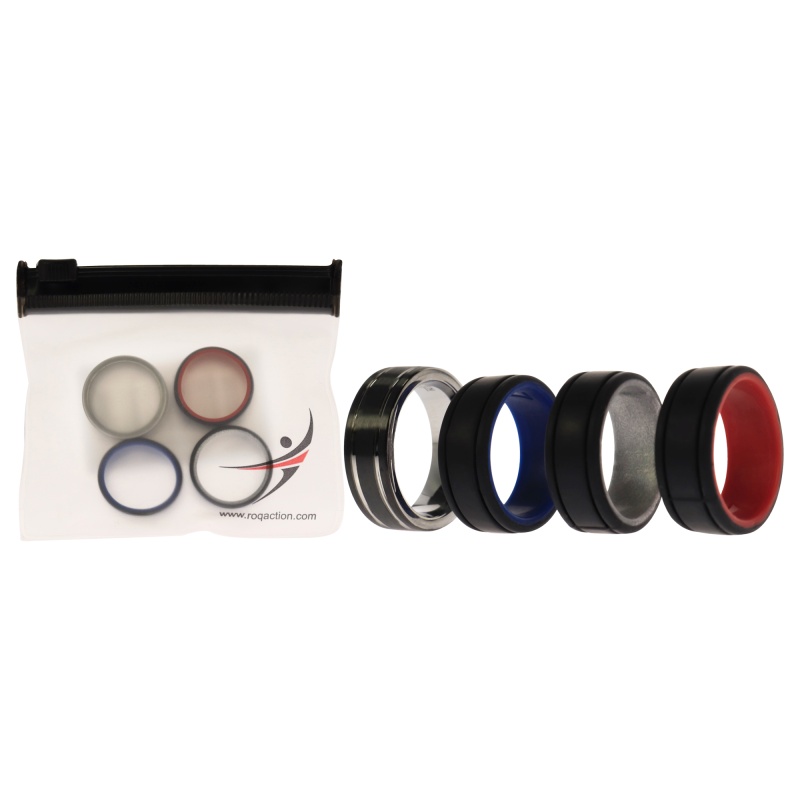 Silicone Wedding Twin 2Layer Ring Set - Multicolor By Roq For Men - 4 X 7 Mm Ring