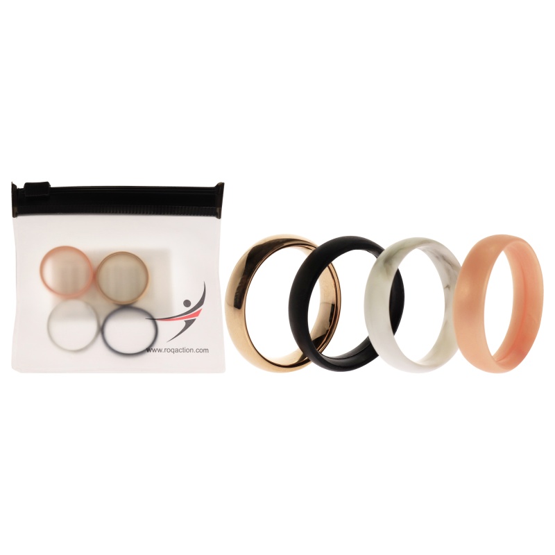 Silicone Wedding Twin 6Mm Ring Set - Rose By Roq For Women - 4 X 8 Mm Ring