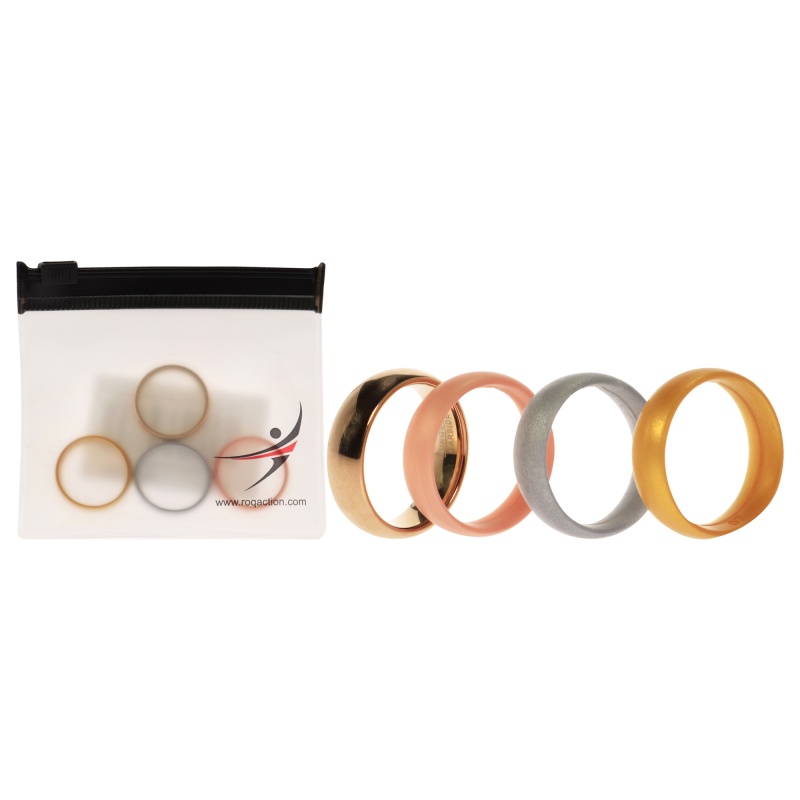 Silicone Wedding Twin 6Mm Ring Set - Gold By Roq For Women - 4 X 7 Mm Ring