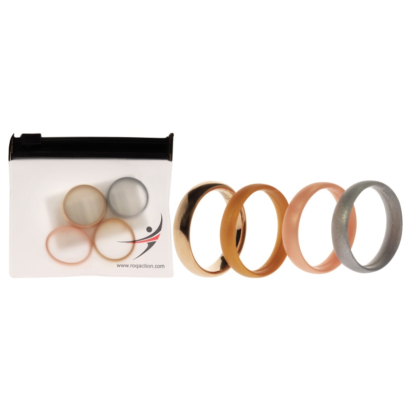 Silicone Wedding Twin 6Mm Ring Set - Gold By Roq For Women - 4 X 9 Mm Ring