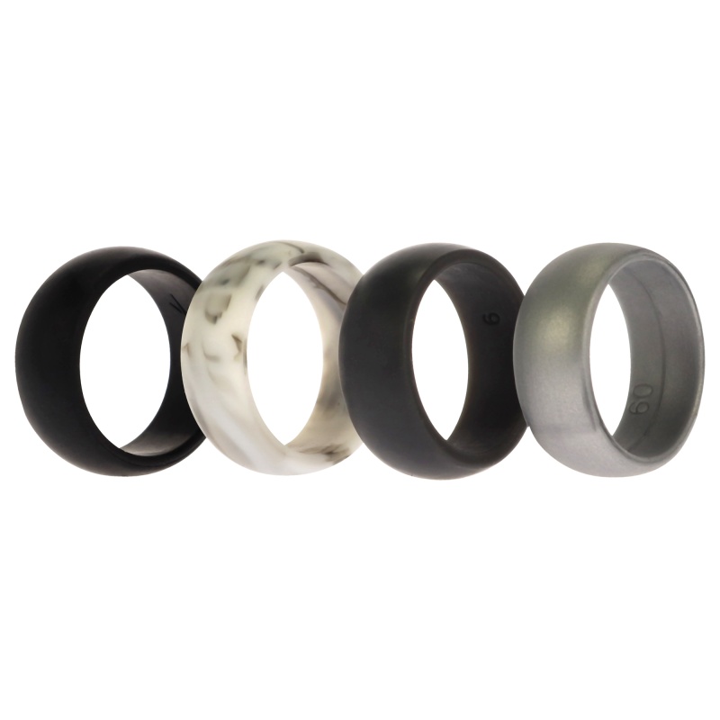 Silicone Wedding Ring Set - Marble By Roq For Men - 4 X 9 Mm Ring