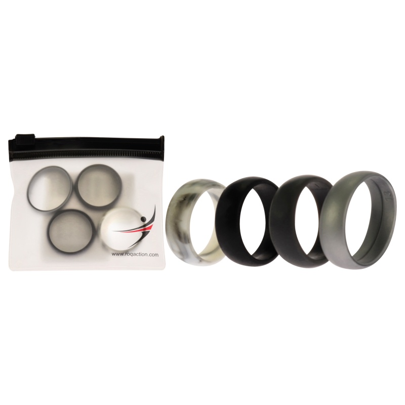 Silicone Wedding Ring Set - Marble By Roq For Men - 4 X 13 Mm Ring