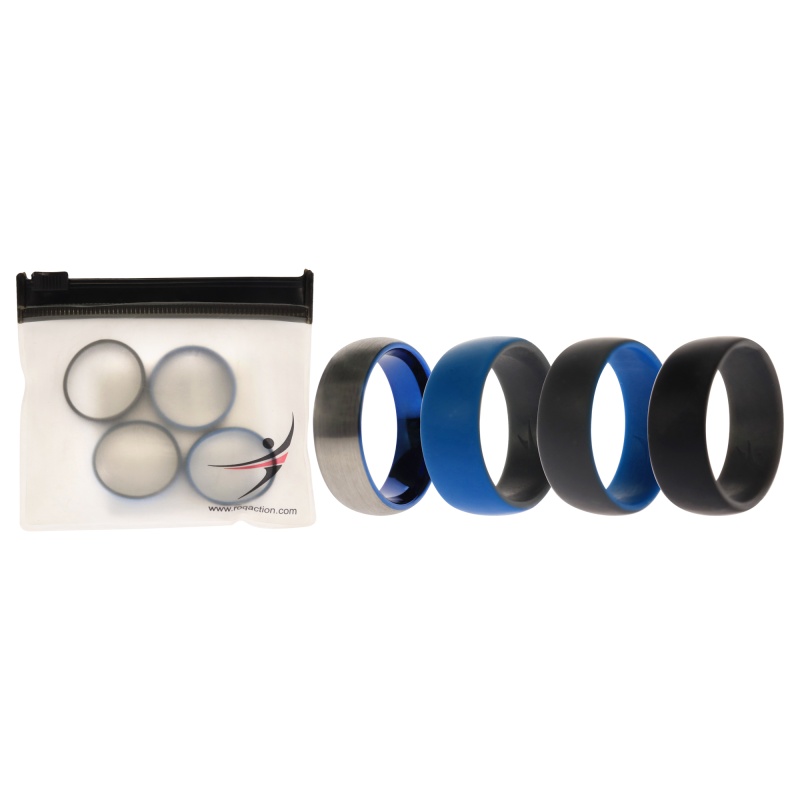 Silicone Wedding Twin Dome 8Mm Ring Set - Grey By Roq For Men - 4 X 12 Mm Ring
