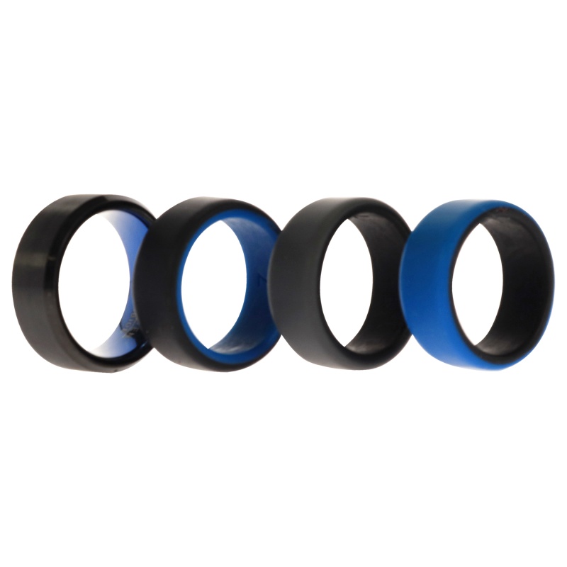 Silicone Wedding Twin Beveled 8Mm Ring Set - Blue By Roq For Men - 4 X 7 Mm Ring