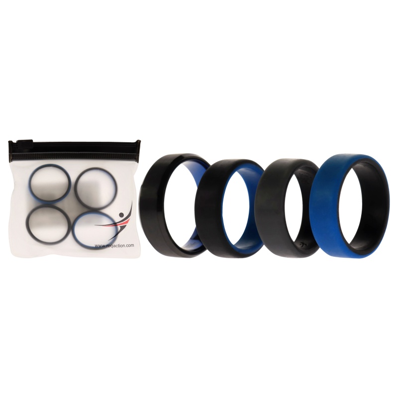 Silicone Wedding Twin Beveled 8Mm Ring Set - Blue By Roq For Men - 4 X 14 Mm Ring