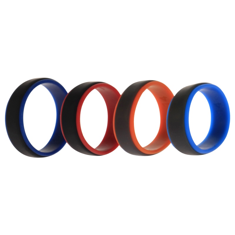 Silicone Wedding 2Layer Step Ring Set - Grey Black By Roq For Men - 4 X 14 Mm Ring