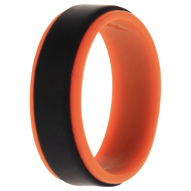 Silicone Wedding Step Ring - Orange-Black By Roq For Men - 10 Mm Ring