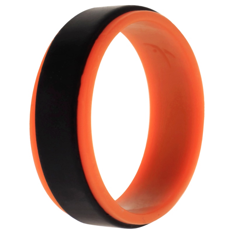Silicone Wedding Step Ring - Orange-Black By Roq For Men - 15 Mm Ring
