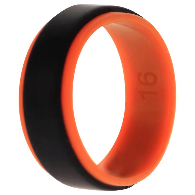 Silicone Wedding Step Ring - Orange-Black By Roq For Men - 16 Mm Ring