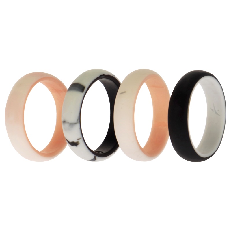 Silicone Wedding 2Layer Ring Set - Rose-Marble By Roq For Women - 4 X 9 Mm Ring