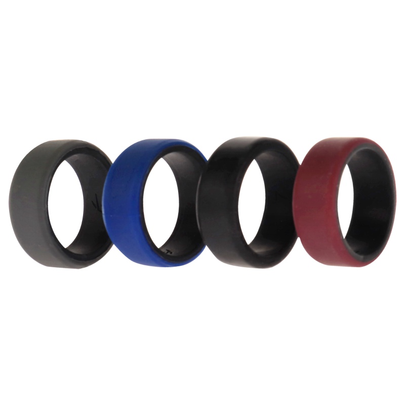 Silicone Wedding 2Layer Beveled 8Mm Ring Set - Bordeaux By Roq For Men - 4 X 7 Mm Ring