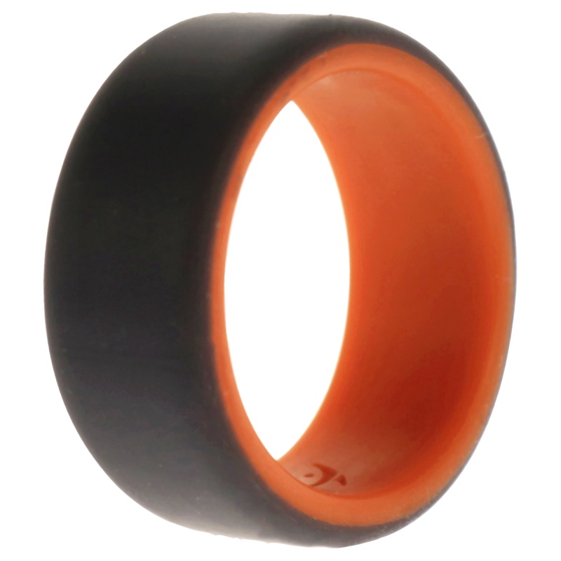 Silicone Wedding 2Layer Beveled 8Mm Ring - Orange-Grey By Roq For Men - 8 Mm Ring