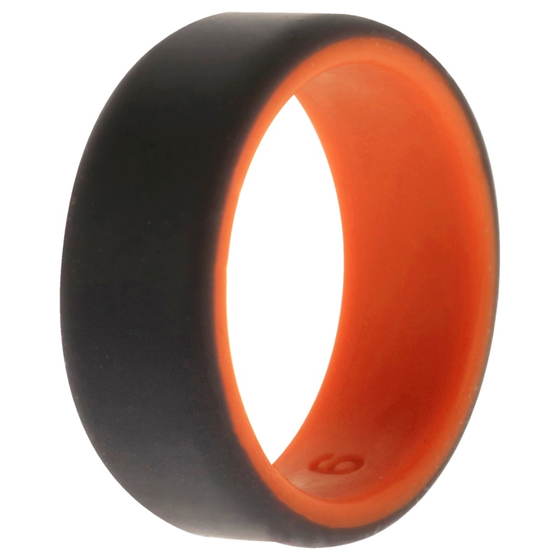 Silicone Wedding 2Layer Beveled 8Mm Ring - Orange-Grey By Roq For Men - 9 Mm Ring