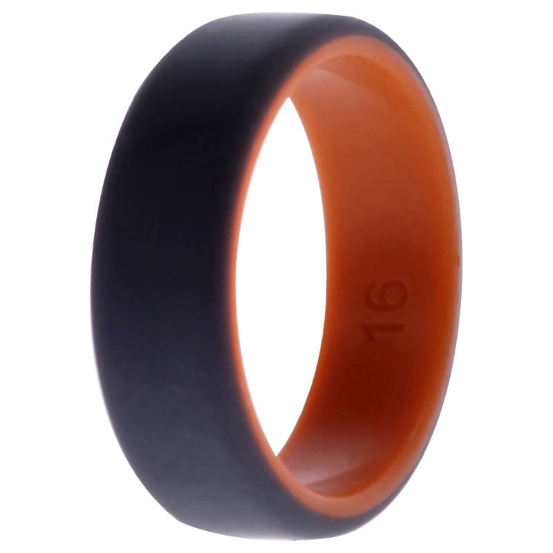 Silicone Wedding 2Layer Beveled 8Mm Ring - Orange-Grey By Roq For Men - 16 Mm Ring