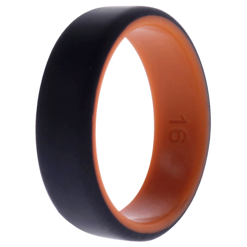 Silicone Wedding 2Layer Beveled 8Mm Ring - Orange-Black By Roq For Men - 16 Mm Ring
