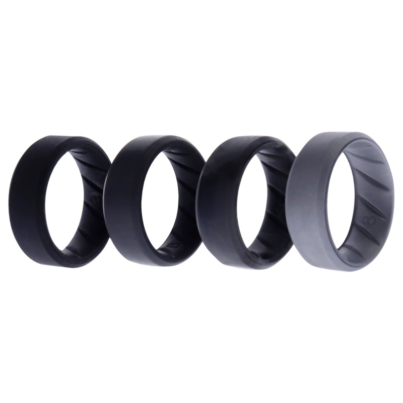 Silicone Wedding Br 8Mm Edge Ring Set - Black-Camo By Roq For Men - 4 X 8 Mm Ring