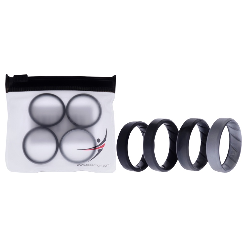 Silicone Wedding Br 8Mm Edge Ring Set - Black-Camo By Roq For Men - 4 X 13 Mm Ring