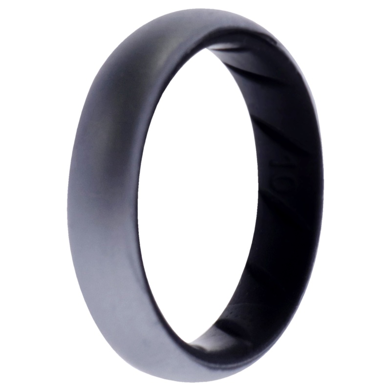 Silicone Wedding Br Solid Ring - Black-Silver By Roq For Women - 10 Mm Ring