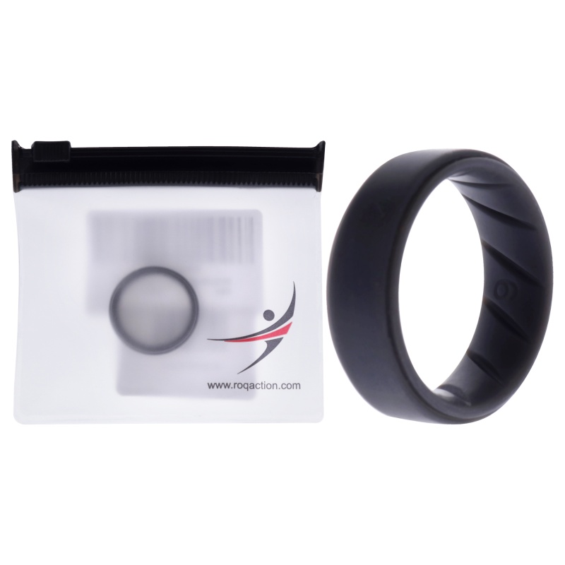 Silicone Wedding Br Step Ring Set - Basic-Grey By Roq For Men - 9 Mm Ring