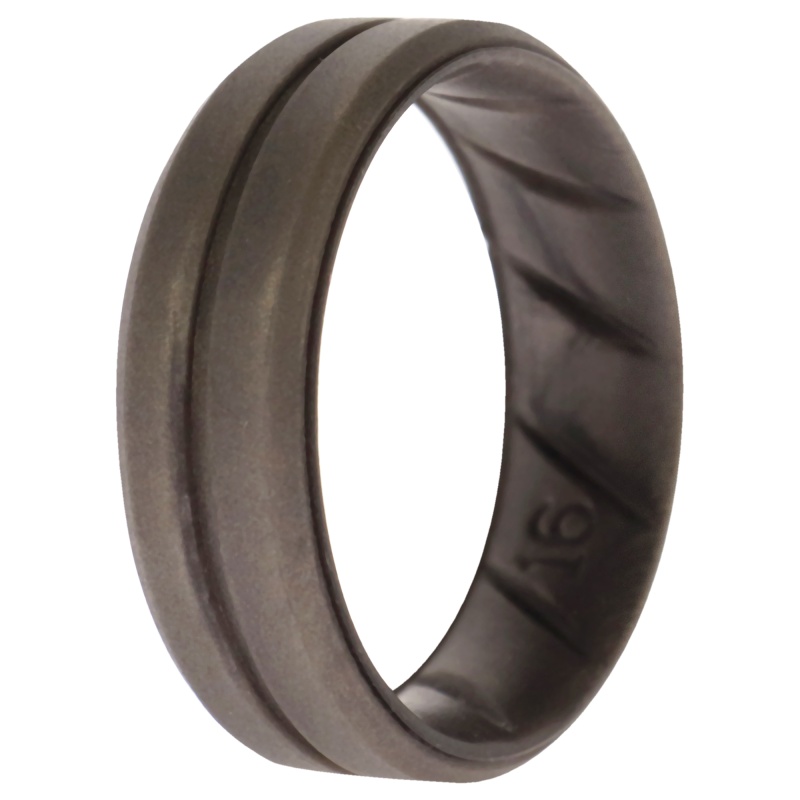 Silicone Wedding Br Middle Line Ring - Basic-Silver By Roq For Men - 16 Mm Ring