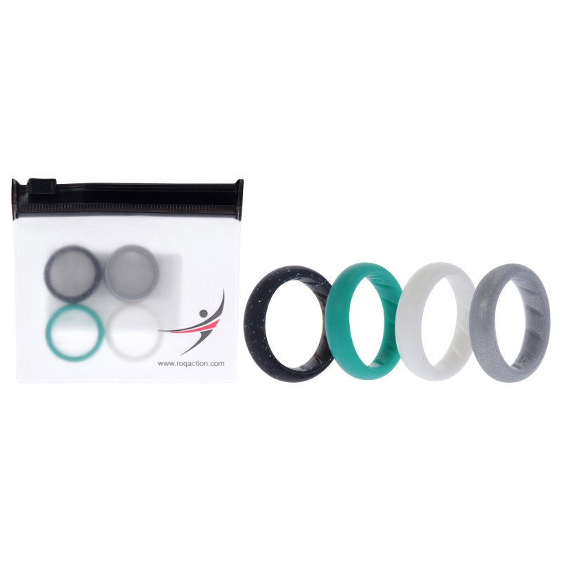 Silicone Wedding Br Solid Ring Set - Basic-Turqouise By Roq For Women - 4 X 6 Mm Ring