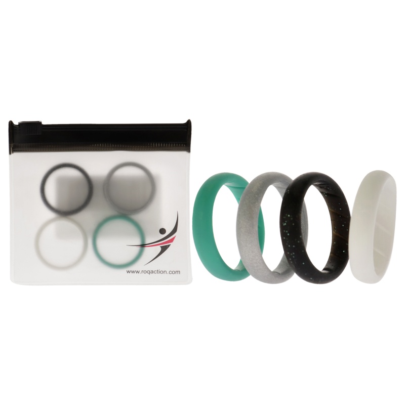 Silicone Wedding Br Solid Ring Set - Basic-Turqouise By Roq For Women - 4 X 10 Mm Ring