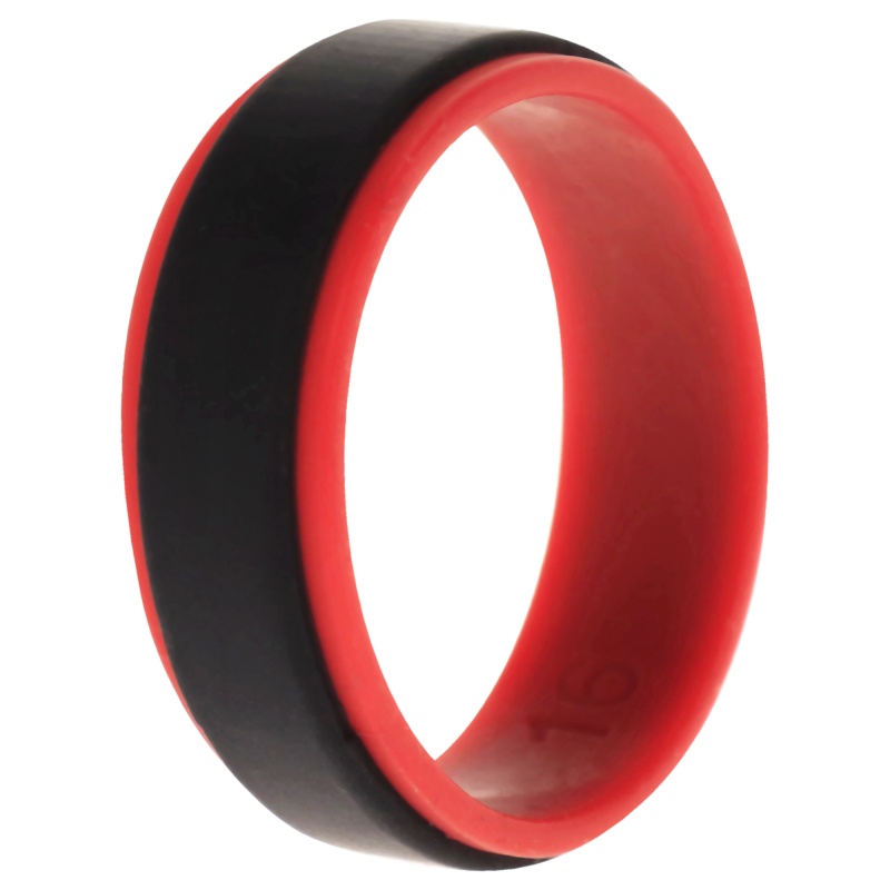 Silicone Wedding 2Layer Step Ring - Red-Black By Roq For Men - 16 Mm Ring