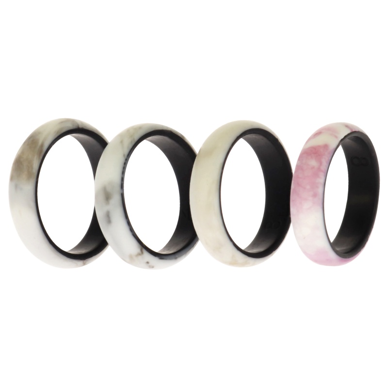 Silicone Wedding 2Layer Ring Set - Bordo-Marble By Roq For Women - 4 X 8 Mm Ring