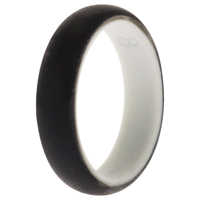 Silicone Wedding 2Layer Ring - White-Black By Roq For Women - 8 Mm Ring