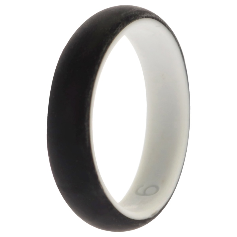 Silicone Wedding 2Layer Ring - White-Black By Roq For Women - 9 Mm Ring
