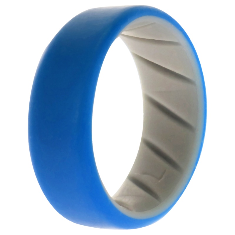 Silicone Wedding Br 8Mm Edge Ring - Grey-Blue By Roq For Men - 7 Mm Ring