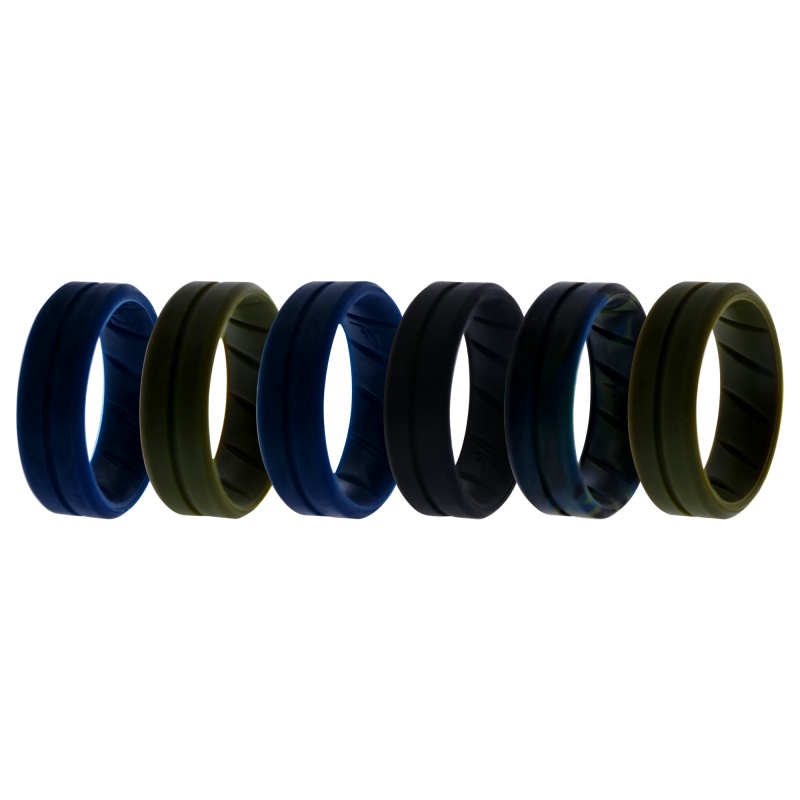 Silicone Wedding Br Step Ring Set - Basic-Olive By Roq For Men - 6 X 12 Mm Ring